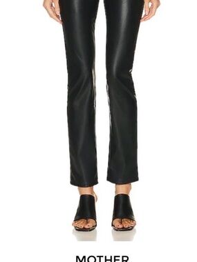 MOTHER Black Faux-Leather Bootcut Pants The Dazzler Skimp